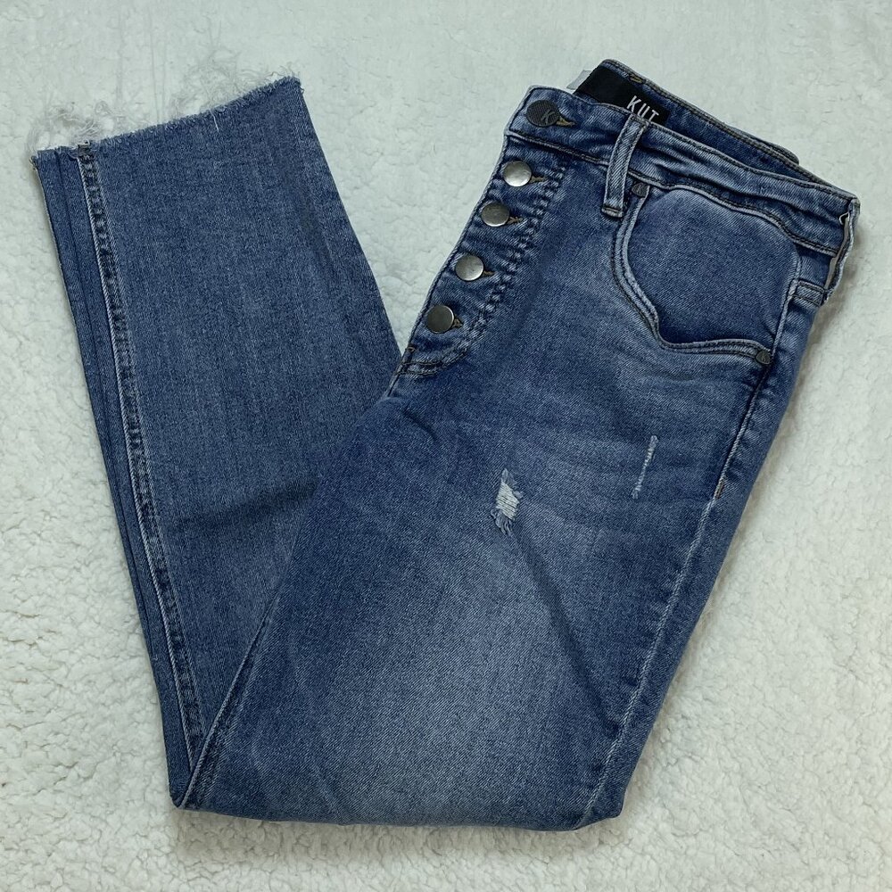Kut From The Kloth Jeans Womens Size 4 Blue Pattie Straight Leg High Rise 27x26